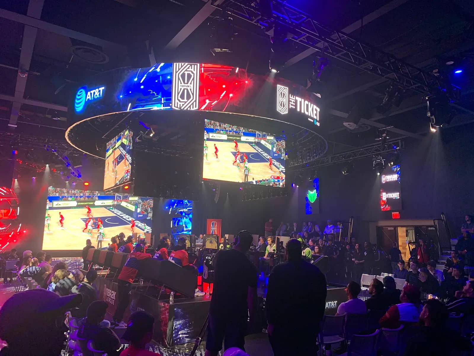 Full Sail University campus — Picture taken on iPhone of NBA 2K League's setup with The Ticket.
