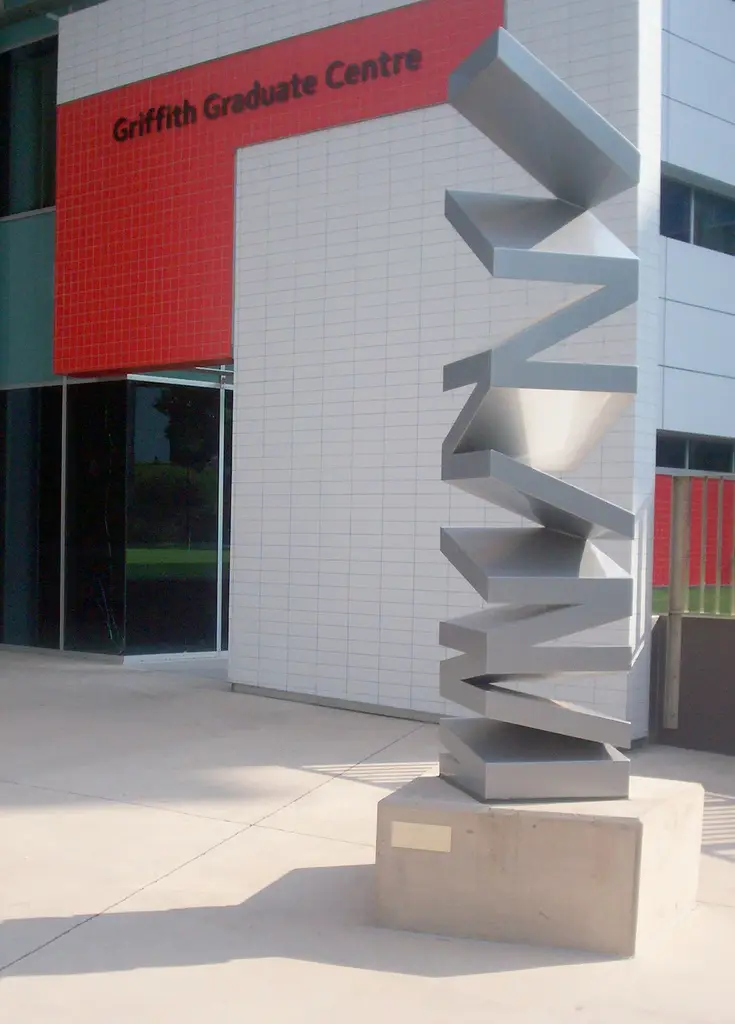 Griffith University campus — One of the buildings of the Griffith University in Brisbane, Australia. Sculpture is The Witness Box by Daniel Templeman