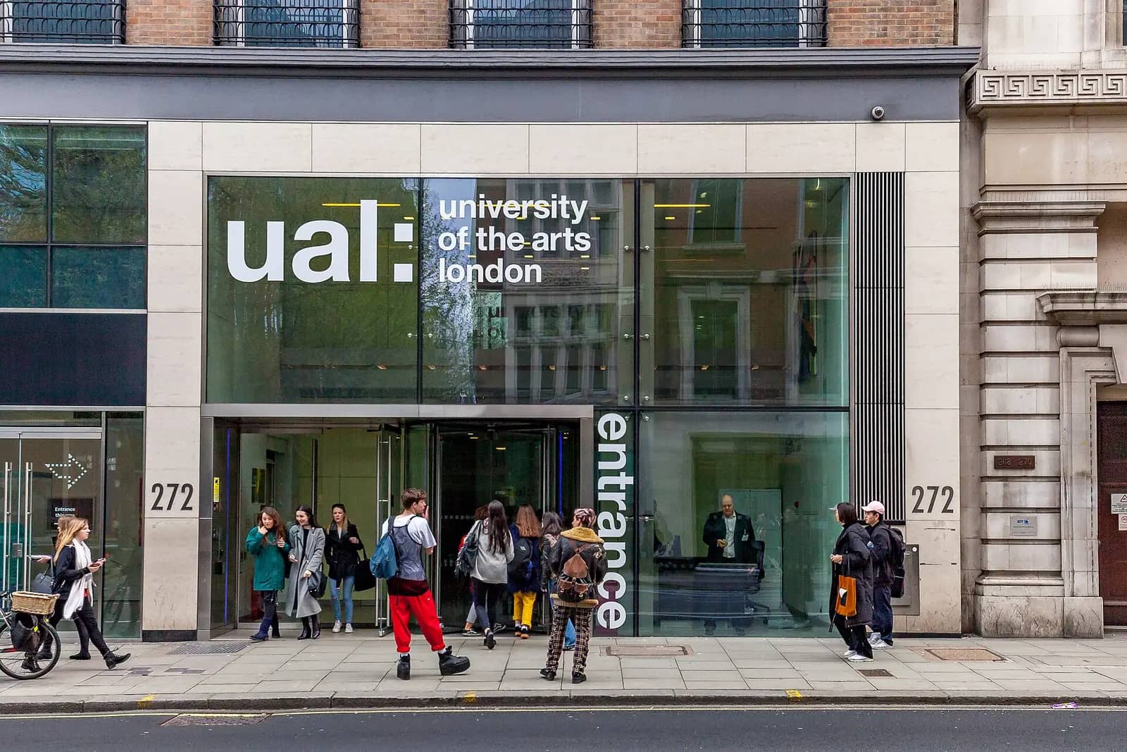 University of the Arts London campus — Students and staff entering the entrance of University of the Arts London Central Services